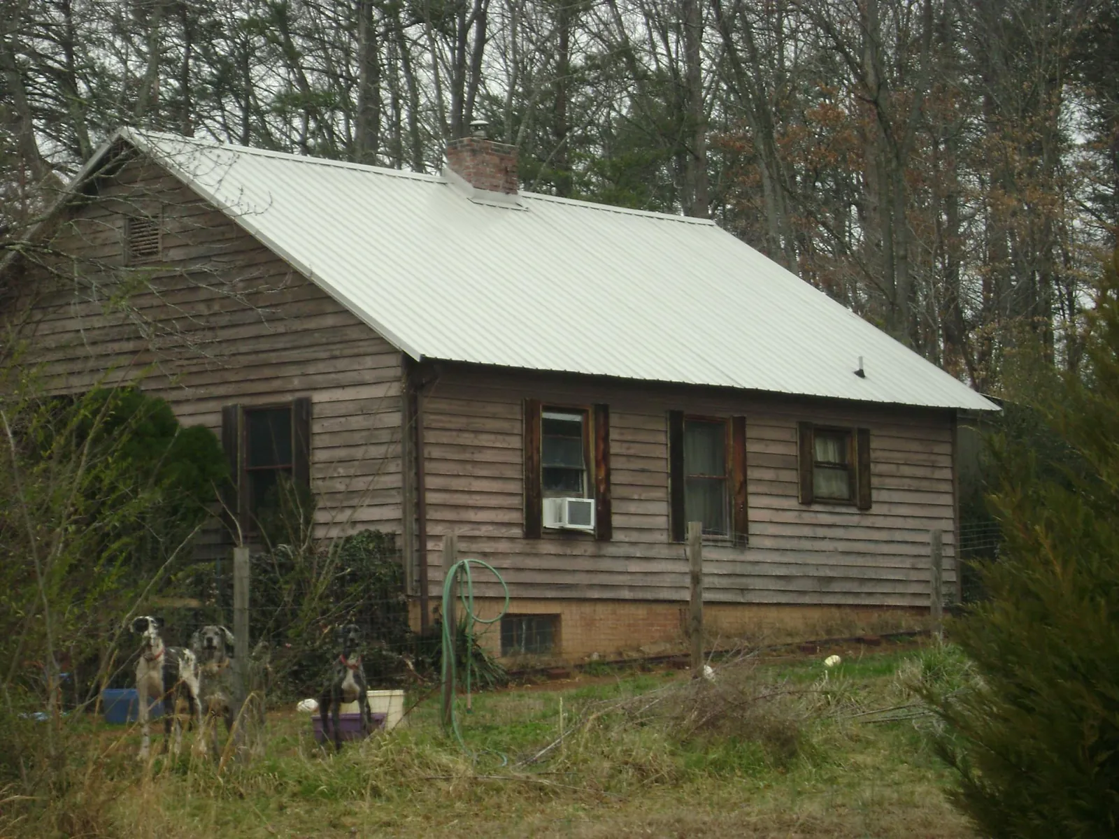 White metal roof on an old wood sided farmhouse, from a Asphalt Shingle Roof Repair job in Milton